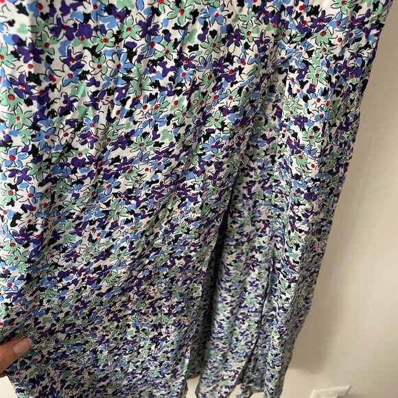 Zara  Multicolor Ditsy Floral Print Smocked Slit Midi Dress Size Medium - Picture 8 of 9